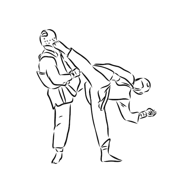 Illustration of taekwondo hand drawn taekwondo vector