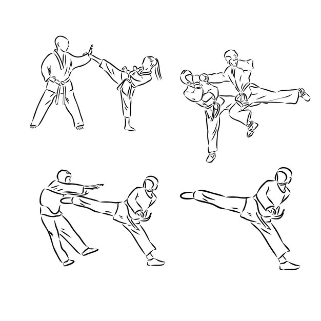 Illustrazione di un vettore di taekwondo disegnato a mano