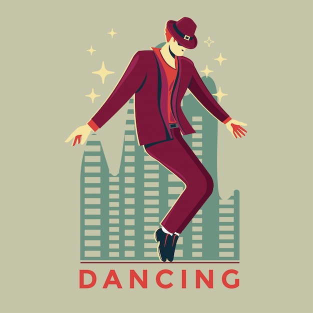 Vector illustration of a tap dancer or step-dancing standing on tiptoe