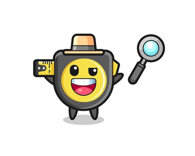 Illustration of the tape measure mascot as a detective who manages to solve a case