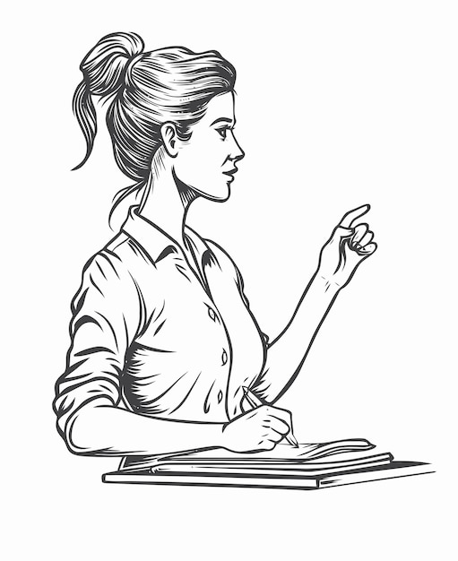 Illustration of a teacher A coloring book teacher