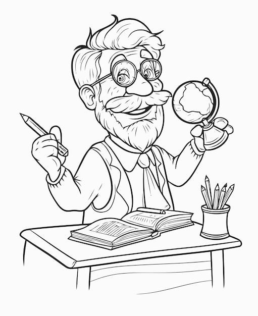 Illustration of a teacher A coloring book teacher