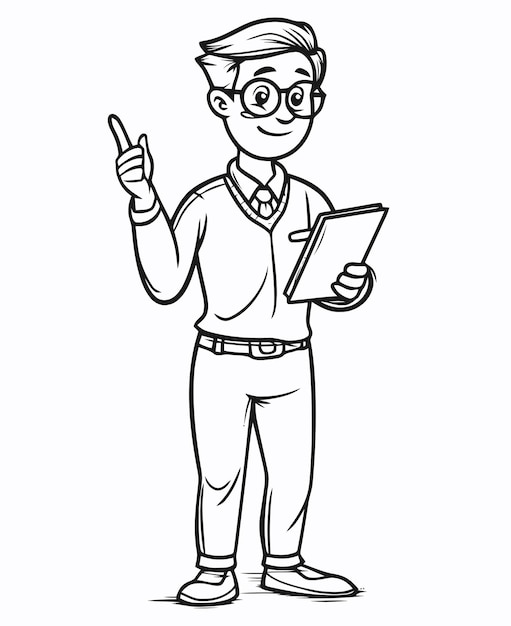 Illustration of a teacher A coloring book teacher