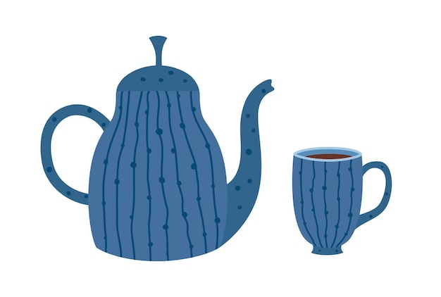 Illustrazione di una teiera e una tazza di caffè