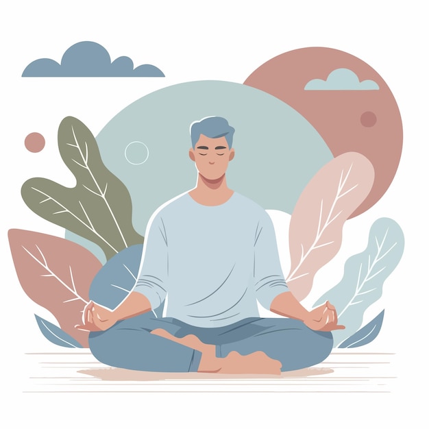 Illustration of a teenager sitting and relaxing designed using a flat design style