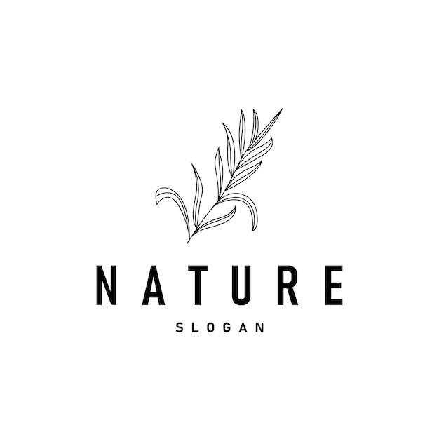 illustration template nature logo leaf botanical simple organic beautiful hand drawn minimalist