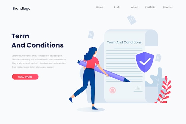 Vector illustration of terms and conditions concept. landing page