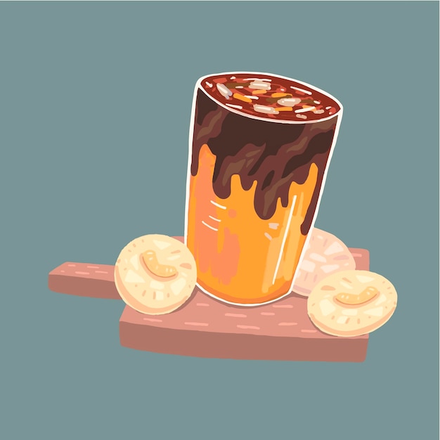 Vector illustration of thai tea with cookies