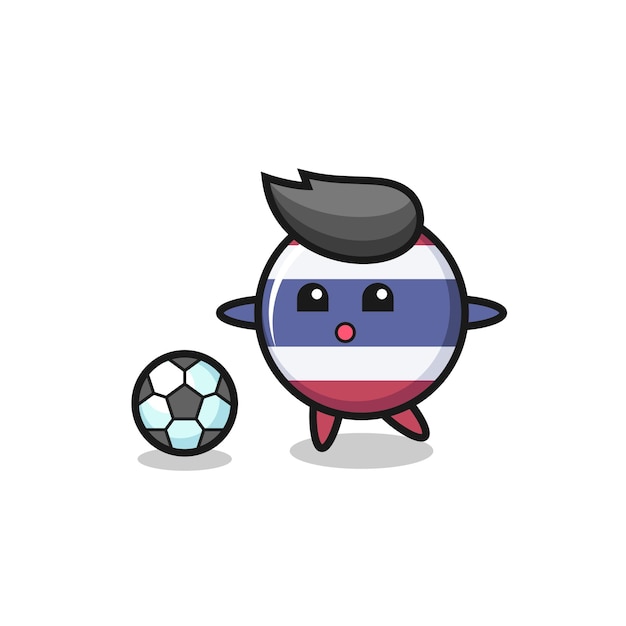 Illustration of thailand flag badge cartoon is playing soccer , cute style design for t shirt, sticker, logo element