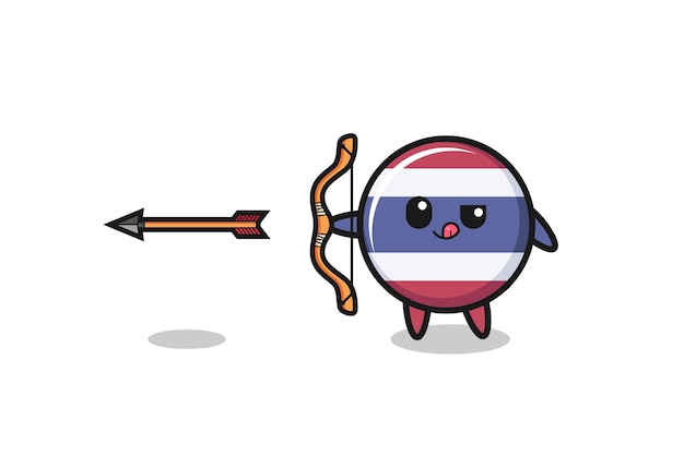 Illustration of thailand flag character doing archery