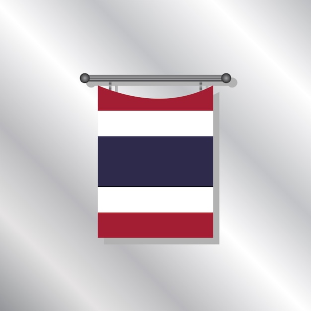 Vettore illustrazione del modello di bandiera della thailandia