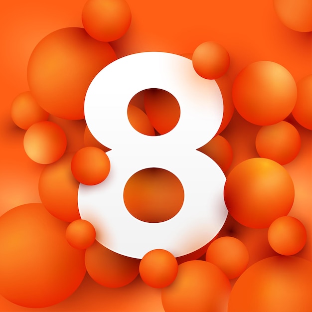 벡터 공 오렌지에 숫자 8을 그림.