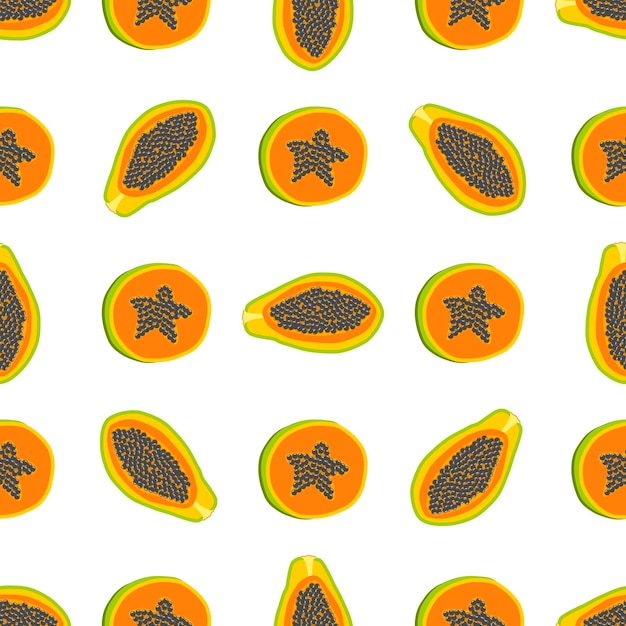 Vector illustration on theme big colored seamless papaya