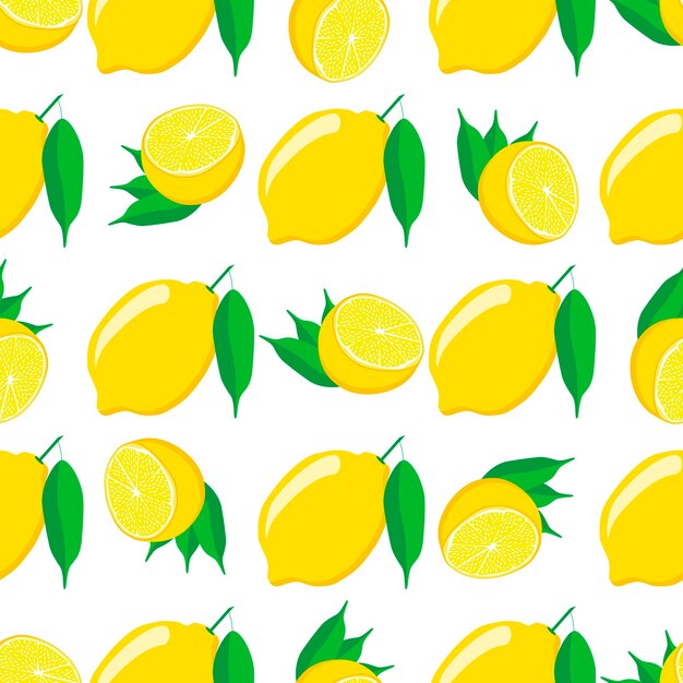 Illustration on theme big colored seamless yellow lemon