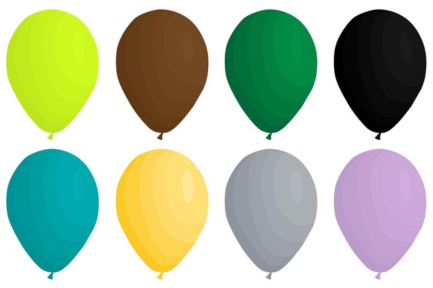 Vector illustration on theme big colored set different types inflatable rubber balloons various size baloons balloon consisting of collection accessory baloon to celebrate holiday baloon ball as balloon