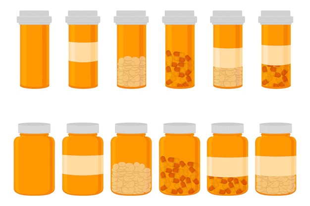 Illustration on theme big colored set different types of pills