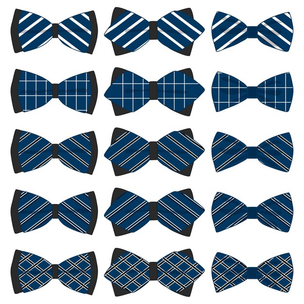 Illustration on theme big colored set ribbon different types bow tie various size