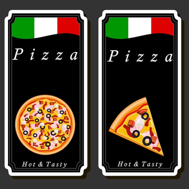 Illustration on theme big hot tasty pizza to pizzeria menu