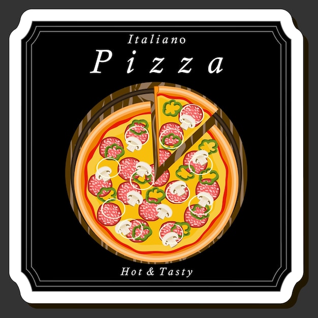 Illustration on theme big hot tasty pizza to pizzeria menu