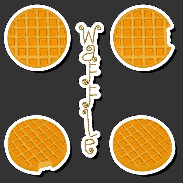 Vector illustration on theme big kit different types biscuit waffle with cell dessert cookie