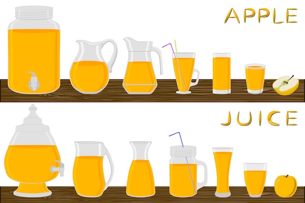 illustration on theme big kit different types glassware