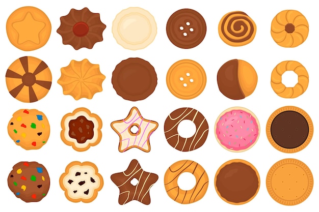 Illustration on theme big set different biscuit kit colorful pastry cookie