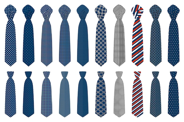 Illustration on theme big set ties different types neckties various size Tie pattern consisting of collection textile garments necktie for celebration vacation Necktie tie is accessory brutal man