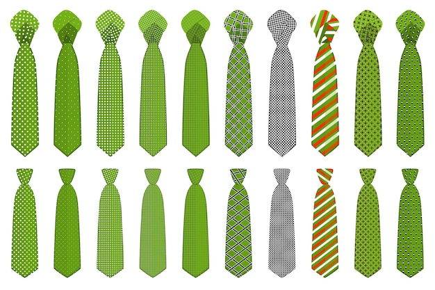 Vector illustration on theme big set ties different types neckties various size