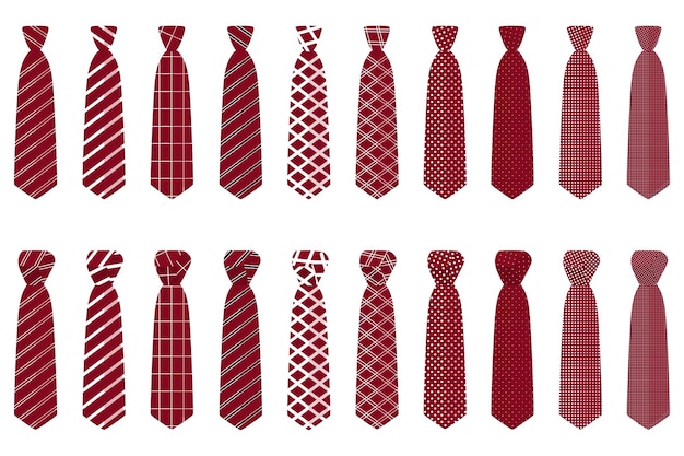 Vector illustration on theme big set ties different types neckties various size