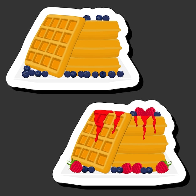 Illustration on theme ice cream on waffle with cell dessert appetizing cookie