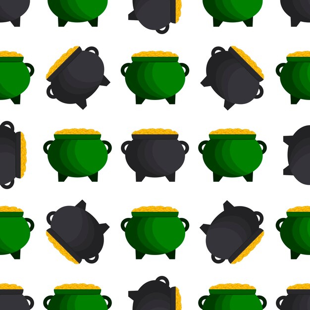 Illustration on theme irish holiday st patrick day seamless pot of coins