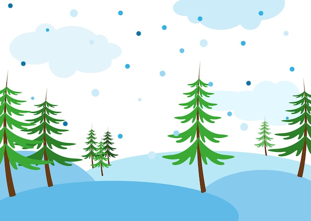 새해와 크리스마스, 벡터 이미지, 겨울과 크리스마스 트리, 눈을 주제로 한 그림