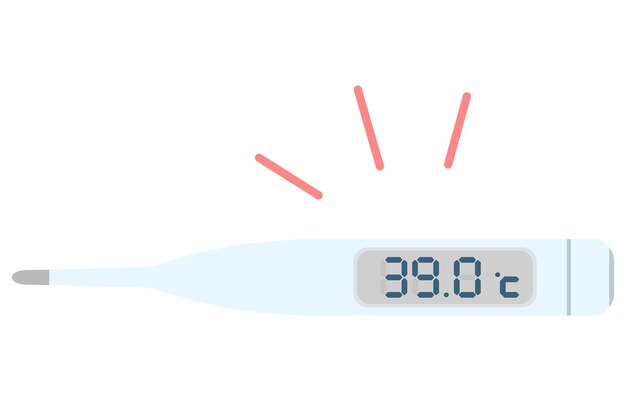 Illustration of a thermometer showing 390 degrees