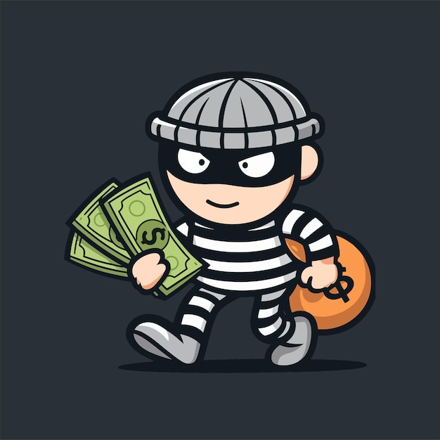 Illustration of Thief Stealing Money