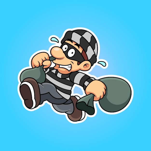 Vector illustration of thief with funny pose