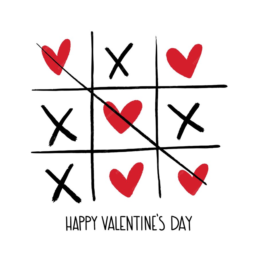 Premium Vector | Illustration of tic tac toe game with hearts, criss ...