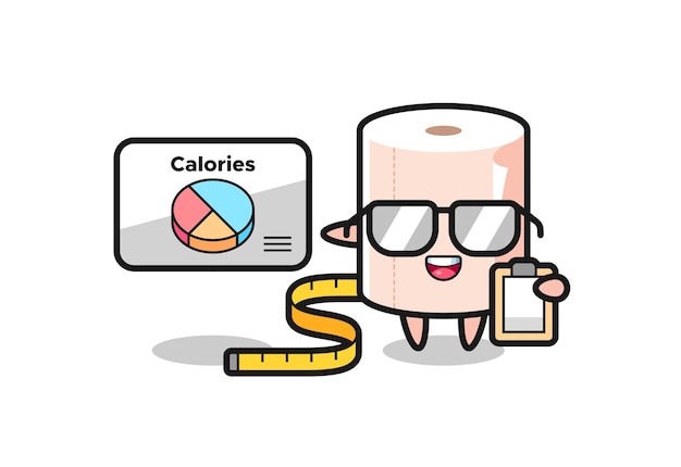 Illustration of tissue roll mascot as a dietitian , cute design