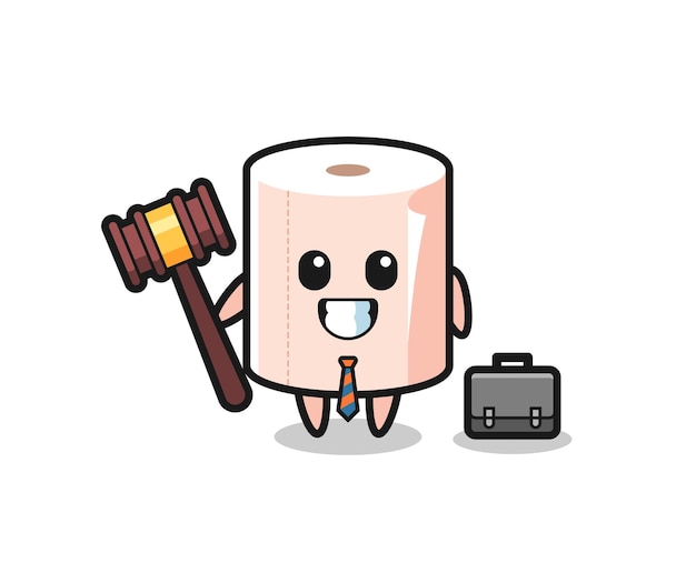 Illustration of tissue roll mascot as a lawyer , cute design