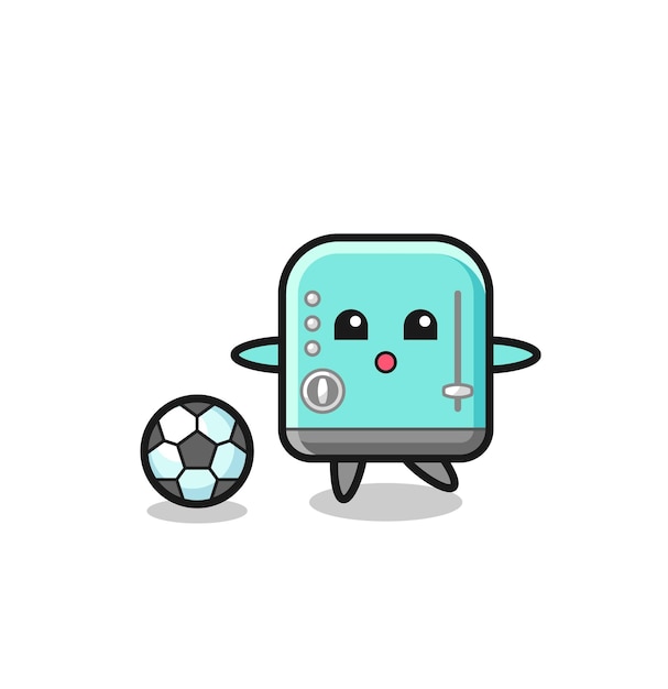 Illustration of toaster cartoon is playing soccer
