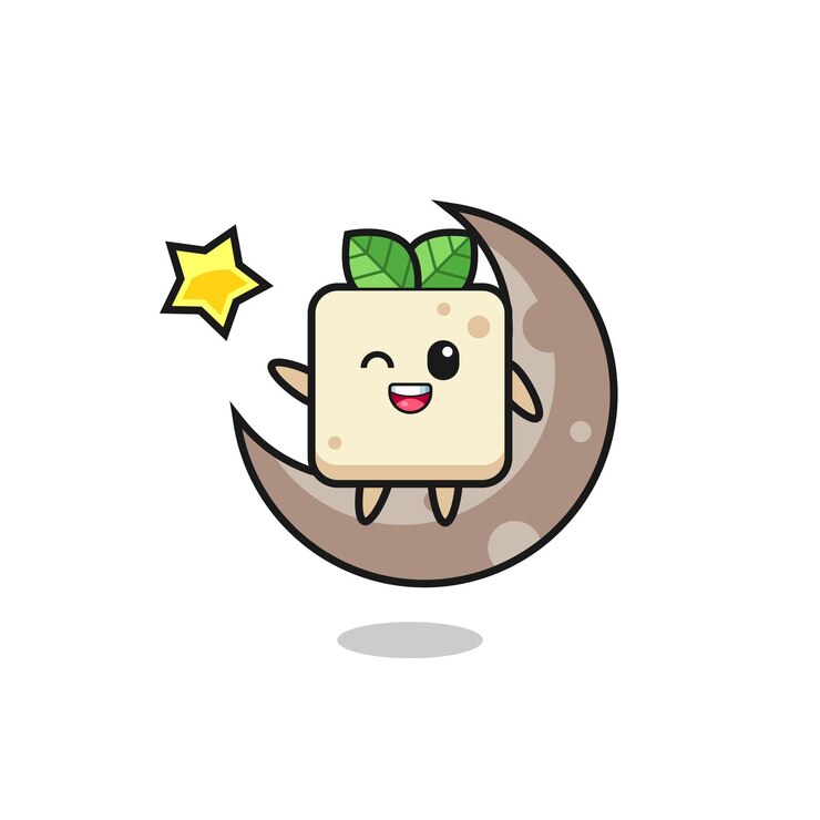 반달에 앉아 두부 만화의 그림