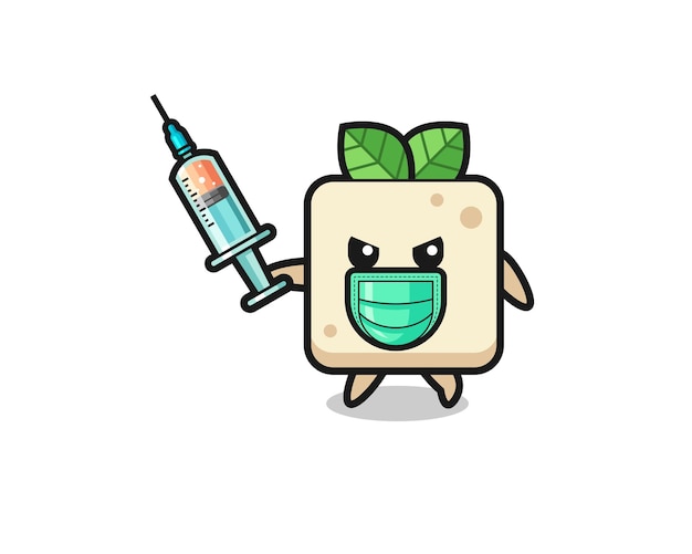 Illustration of the tofu to fight the virus , cute design