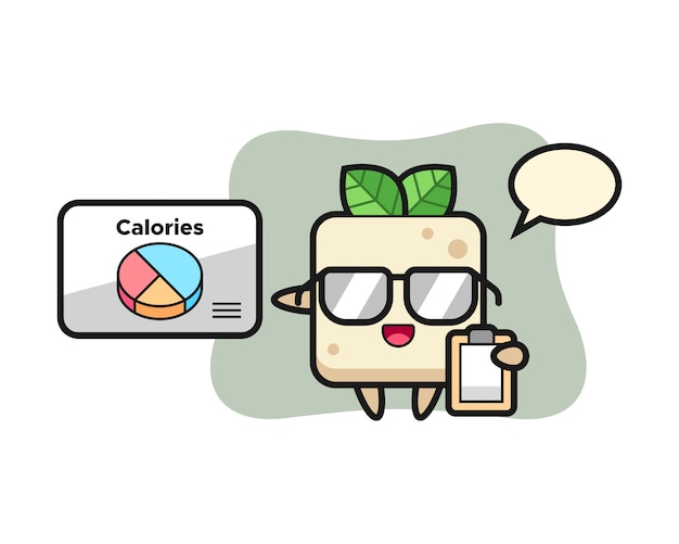 Illustration of tofu mascot as a dietitian, cute style design for t shirt