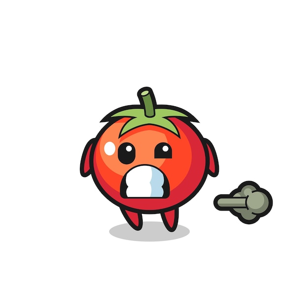 The illustration of the tomatoes cartoon doing fart , cute style design for t shirt, sticker, logo element