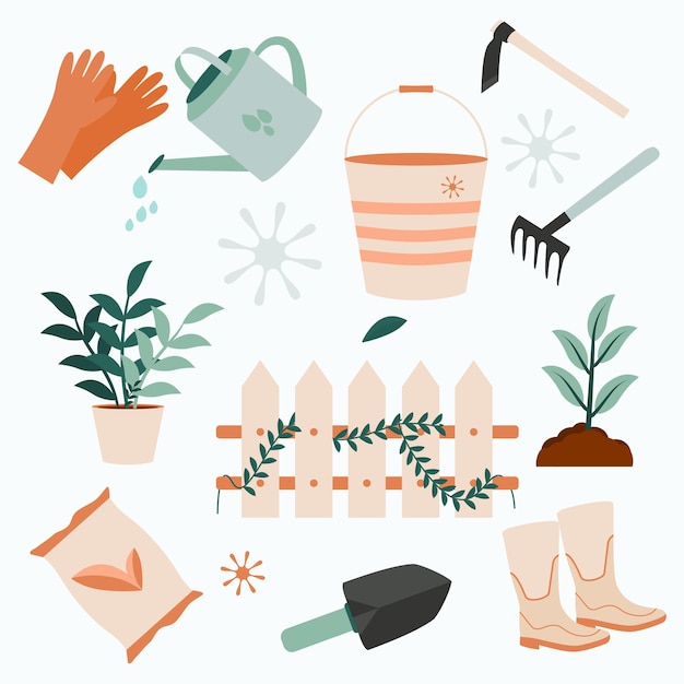 Illustration of tools for gardening