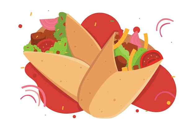 メキシコ の 伝統 的 な 食事 の ブルリト の 例