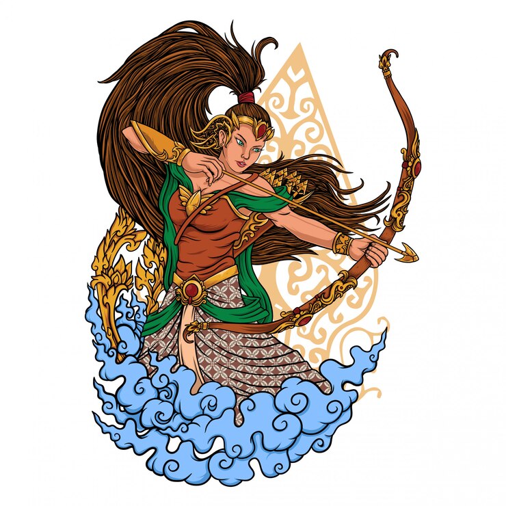 Illustration Traditonal Archer Girl