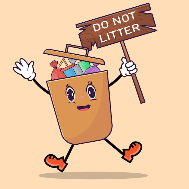 Illustration of trash bin icon Free Vector with the trash character