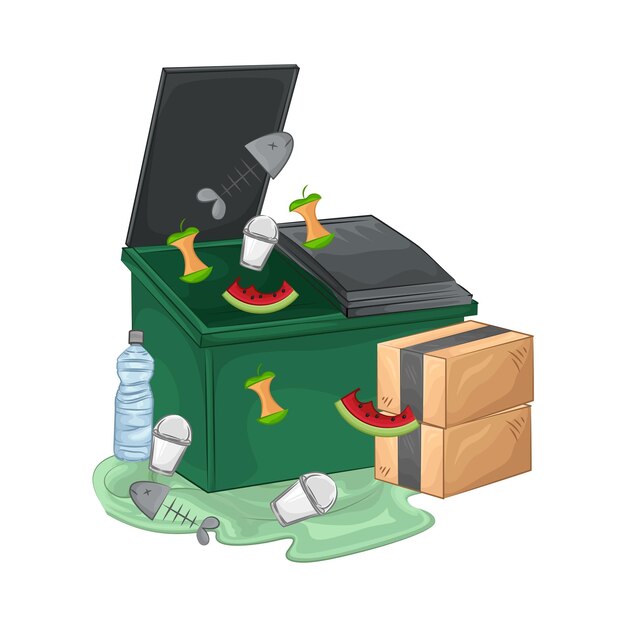 Vector illustration of trash bin