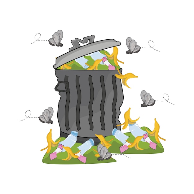 Vector illustration of trash bin