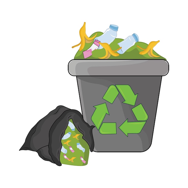 Illustration of trash bin